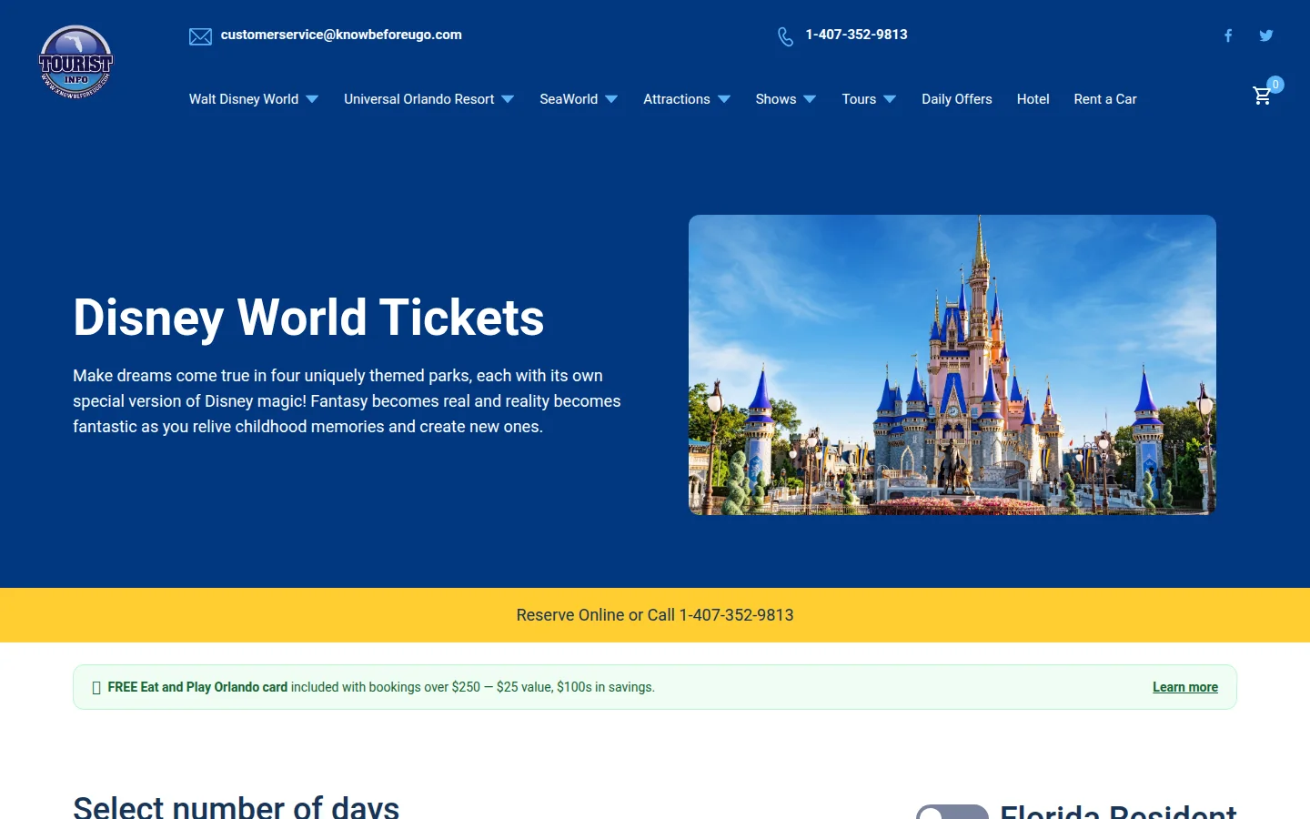 Walt Disney World tickets page